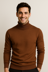 Kasper Rollkragenpullover mit Feinstrick – Braun