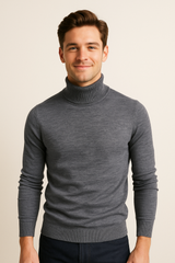 Kasper Rollkragenpullover mit Feinstrick – Grau
