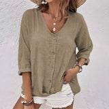 Katharina | Lässiges T Shirt mit V Ausschnitt – Khaki