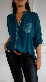 Kathrin | Pailletten bluse – Grün