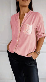 Kathrin | Pailletten bluse – Rosa