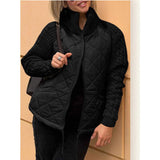 Katrin | Patchwork Jacke mit Stehkragen – Schwarz