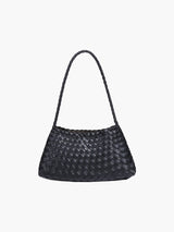 Tasche aus geflochtenem Lederstoff – Schwarz