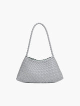 Tasche aus geflochtenem Lederstoff – Grau