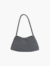 Tasche aus geflochtenem Lederstoff – Dunkelgrau
