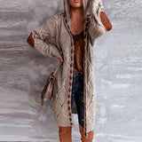 Laetitia – modische strickjacke mit kapuze – Khaki