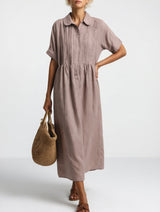 Jorisa - kurzärmeliges Midikleid – Khaki
