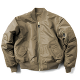 Damen Gerippter Kragen Reißverschluss Bomberjacke – Khaki
