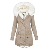 Winterjacke Damen Mit Kapuze | Lang Geschnitten Mit Taschen – Khaki