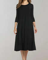 Inez – Edles Leichtes Midikleid – Schwarz