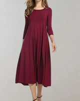 Inez – Edles Leichtes Midikleid – Weinrot