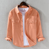 Clifford | Langarm Klappentasche Hemd – Orange