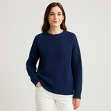 Klara | Rundhals-Strickpullover – Marineblau