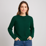Klara | Rundhals-Strickpullover – Dunkelgrün