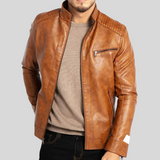 Klassische Herrenjacke Im Bikerstil - Janis – Braun