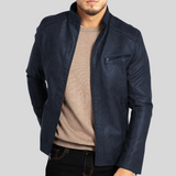 Klassische Herrenjacke Im Bikerstil - Janis – Blau