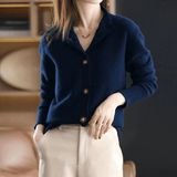 Klassische Strickjacke mit elegantem Reverskragen – Marineblau