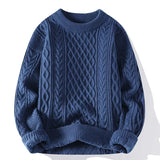 Klassischer Pullover mit Kabelstrick für Eleganz – Marineblau