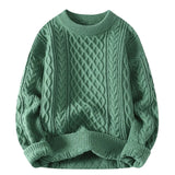 Klassischer Pullover mit Kabelstrick für Eleganz – Grün