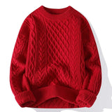 Klassischer Pullover mit Kabelstrick für Eleganz – Rot