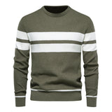Klassischer Streifenpullover mit Elegantem Rundhalsausschnitt – Grün