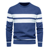 Klassischer Streifenpullover mit Elegantem Rundhalsausschnitt – Blau