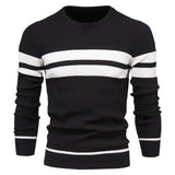 Klassischer Streifenpullover mit Elegantem Rundhalsausschnitt – Schwarz
