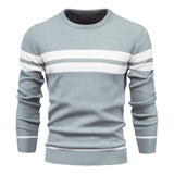 Klassischer Streifenpullover mit Elegantem Rundhalsausschnitt – Grau