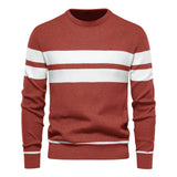 Klassischer Streifenpullover mit Elegantem Rundhalsausschnitt – Rot