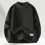 Klassischer Strickpullover mit Crew-Hals – Dunkelgrau