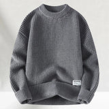 Klassischer Strickpullover mit Crew-Hals – Grau