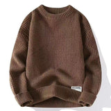 Klassischer Strickpullover mit Crew-Hals – Braun