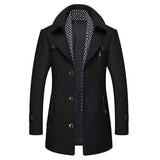 Leonard | Klassischer Winter Wollmantel für Herren – Schwarz
