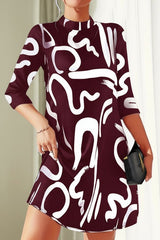 Kleid Mit Lockerem Schnitt Und Muster - Letizia – Weinrot