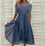 Damenkleid für Anlässe | Midilänge – Blau