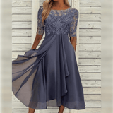 Damenkleid für Anlässe | Midilänge – Grau