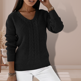 Flachstrickpullover für Damen | Perfekt für alle Jahreszeiten – Schwarz