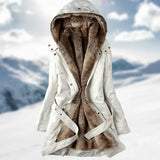 Scheen - langer wintermantel für damen mit schickem look – Beige