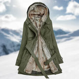 Scheen - langer wintermantel für damen mit schickem look – Grün