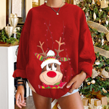 Kuscheliger damenpullover mit rentier-design – Rot