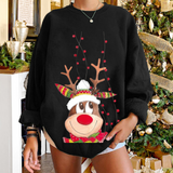 Kuscheliger damenpullover mit rentier-design – Schwarz