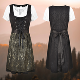 Damen Traditionell Midi Oktoberfest Dirndl Kleid – Schwarz/Grau
