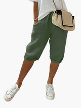 Kurze Damenhose mit Kordel – Stilvolle Bermudashorts für den Sommer, den Alltag und den Urlaub – Grün