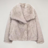 Kunstpelzjacke - kurz - warm - kunstpelzjacke - wintermäntel und jacken für frauen – Grau