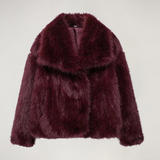 Kunstpelzjacke - kurz - warm - kunstpelzjacke - wintermäntel und jacken für frauen – Burgunderrot