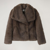 Kunstpelzjacke - kurz - warm - kunstpelzjacke - wintermäntel und jacken für frauen – Braun
