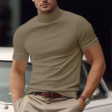 Kurzarm-Rollkragen-Shirt - Riccardo – Khaki