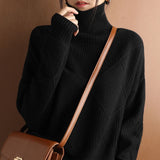Marina | Kuscheliger pullover mit Rollkragen – Schwarz