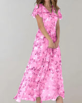 Garnet – Chiffonkleid mit Blumenmuster – Rosa