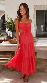 Hannah  | Leichtes Elegantes Kleid – Rot (Fast ausverkauft)